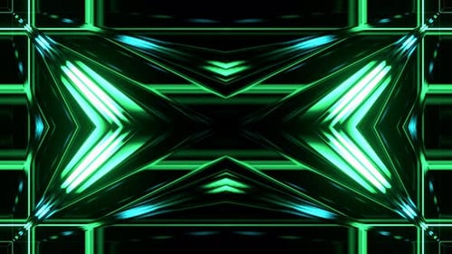 Cyan And Green Futuristic Cyberpunk Neon Kaleidoscope Animation Background Vj Loop In 4K
