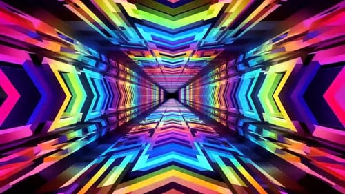Colorful Neon Chevron Pattern Infinite Tunnel Loop