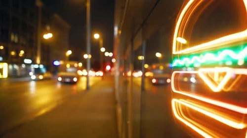 Hamburger Neon Sign Lights in City Night