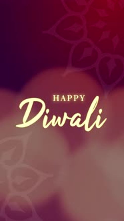 Happy Diwali Text Animation with Decorative Vertical Background