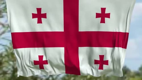 Waving Flag of Georgia in Natural Outdoor Setting