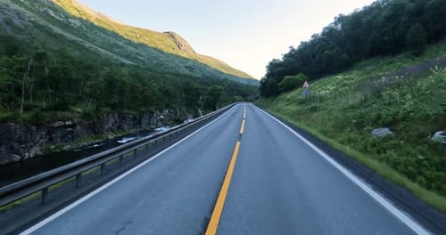 Vehicle point-of-view Driving a Car on a Road in Norway
