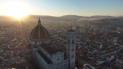 Duomo di Firenze Aerial at Sunrise in Italy
