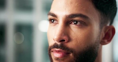 Man Looking Thoughtful in Extreme Close Up