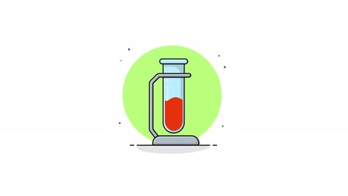 Flat Design Test Tube Filling with Red Liquid Animation