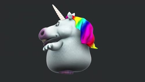 Fun 3D cartoon unicorn dancing (with alpha channel)