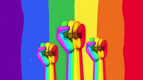 Rainbow Fists Animated Graphic for Pride and Diversity
