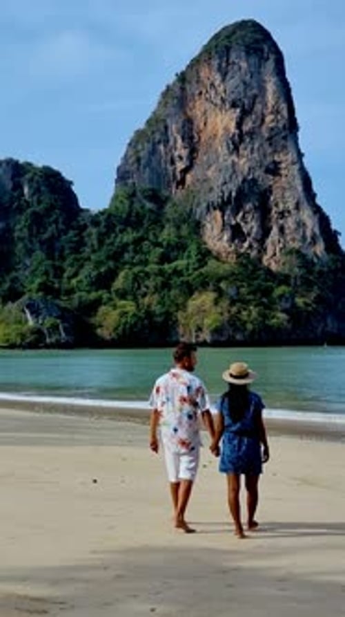 Strolling Hand in Hand on the Stunning Beaches of Krabi Thailand Under the Sun