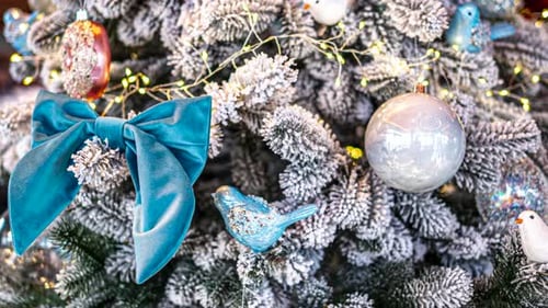 Decorated Christmas Tree with Ornaments and Lights