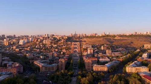 Aerial view buildings, Cascade complex incenter of Yerevan.