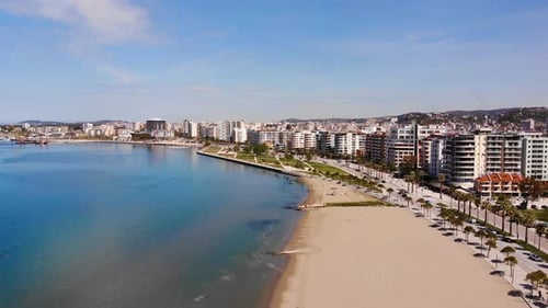 Aerial View of Beautiful Costal Shore in Vlore Albania