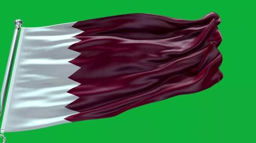 Realistic Waving Qatar Flag Animation on Green Screen