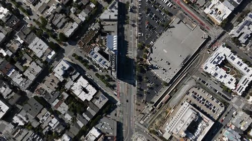 Birds Eye Shot of Town Development in Urban Borough Buildings and Street Grid From Height