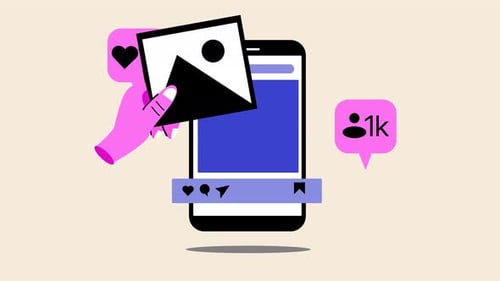 Flat Design Smartphone Social Media Content Posting Animation