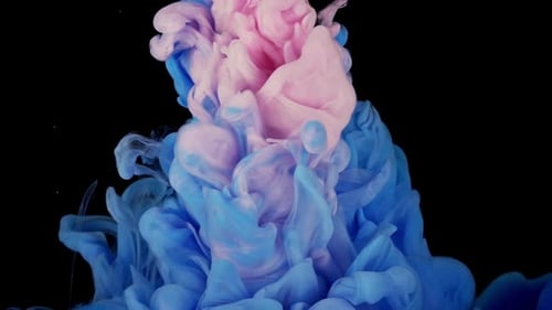Abstract Ink Mixture of Blue and Pink