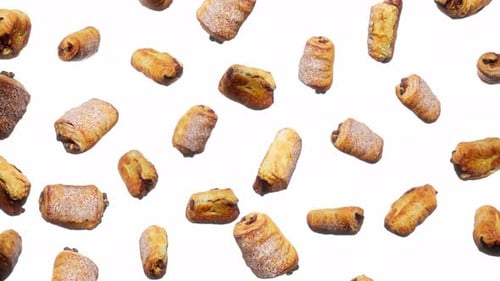 Delicious Pain au Chocolat Pastries Falling Loop Animation
