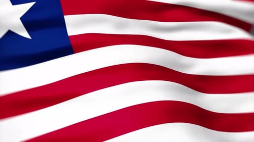 Realistic Liberia National Flag Waving Loop