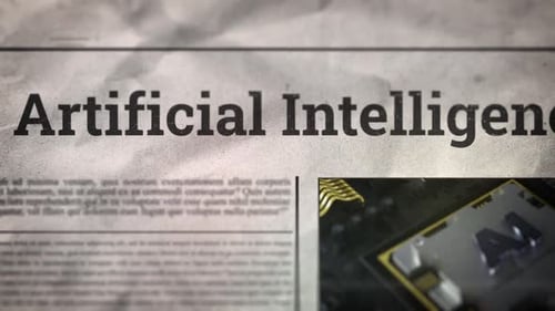 Artificial Intelligence Title On Digital Newspaper