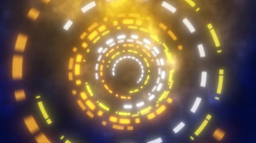 Abstract Glowing Geometric Circle Tunnel Loop Background