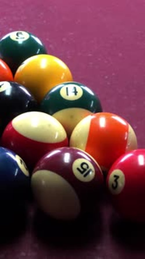 Vertical Video of billiard balls on a table