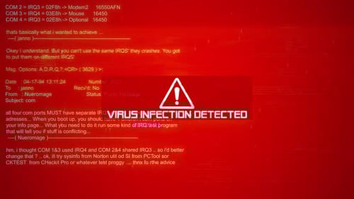 Virus Infection Detected Warning Text On Hacking Background Screen