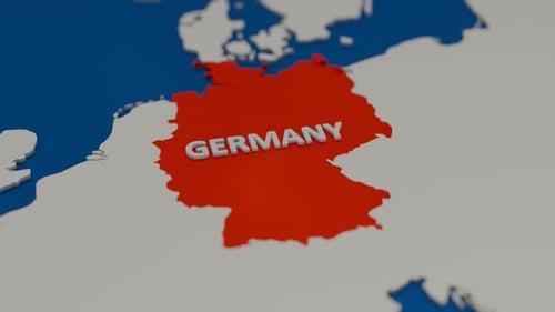 3D Map of Germany Highlighted with Text Animation