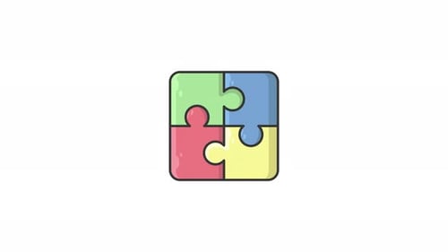 puzzle icon animation motion graphic video design, 4 pieces puzzle for business element template