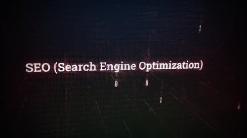 Seo (Suchmaschinenoptimierung) auf dem digitalen Bildschirm Nachricht auf Computerbildschirmen V02