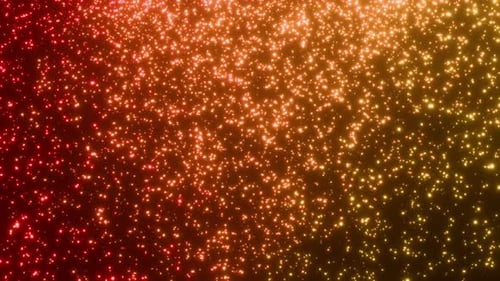 Fiery red and golden particles background drop randomly seamless loop 3d render, glitter bokeh