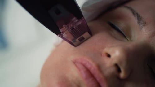 Woman Receiving Cosmetic Facial Procedure Close Up