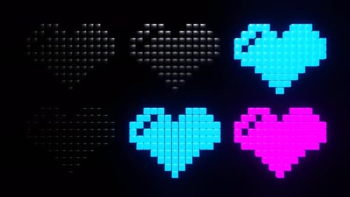 Multicolor Pixel Hearts Strobe Flashing Background Vj Loop in 4K