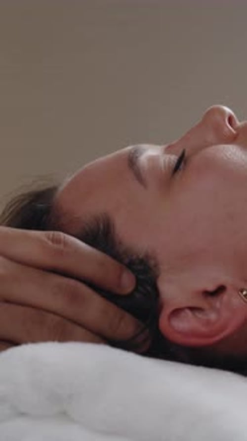 Close Up of Relaxing Head Massage Therapy