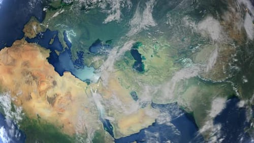 Realistic Earth Orbit and Zoom Glowing Borders Croatia