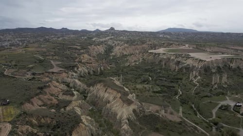 Aerial view of Goreme National Park, Goreme, Cappadocia, Nevsehir, Turkey.