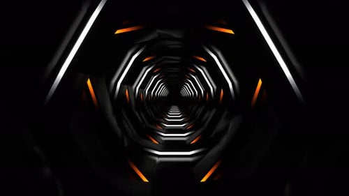 Orange And White Pulsing Neon Dark Tunnel Background Vj Loop In 4K