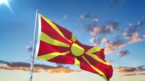 Realistic Animation of North Macedonia Flag Waving