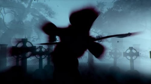 Death with a Scythe Grim Reaper with Red Burning