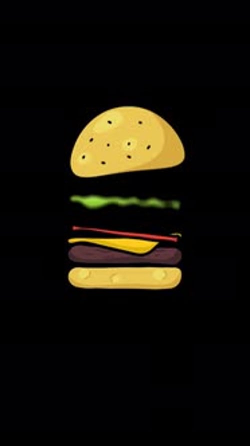 Burger Jumping Ingredients On Alpha Channel Vertical