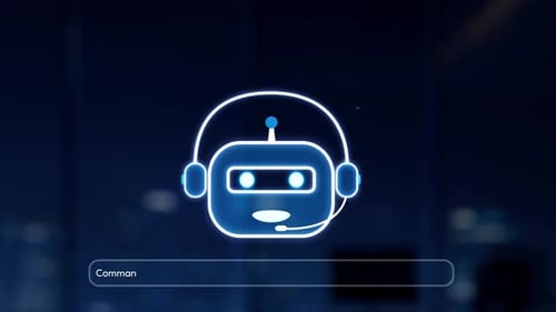 Futuristic Robot Assistant Engaging in Interactive Communication with Digital Interface in Modern Of