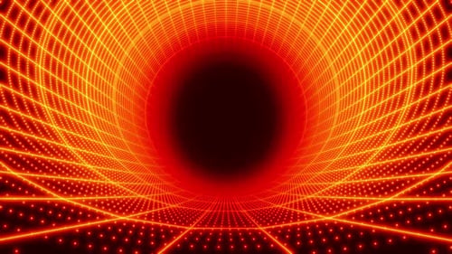 Tunnel infini rouge et orange grand angle 4 K 60 images par seconde