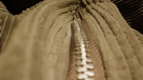 Corduroy Material Close Up Revealing Zipper