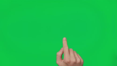 Male Hand Touching Clicking Tapping Sliding and Swiping on Chroma Key Green Screen Background