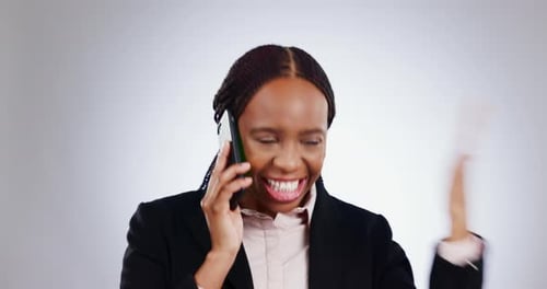 Phone call, stress and business woman in studio frustrated by glitch, phishing