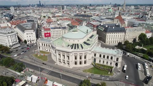 Burgtheater national theater in Vienna, Austria. Aerial view