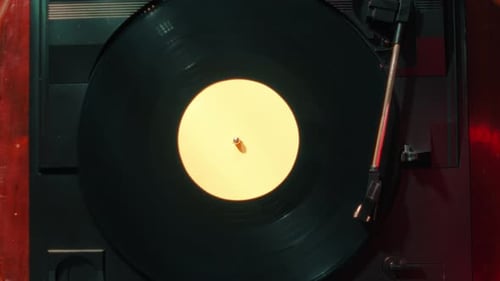 Old Black Vinyl Retro Record on the Turntable