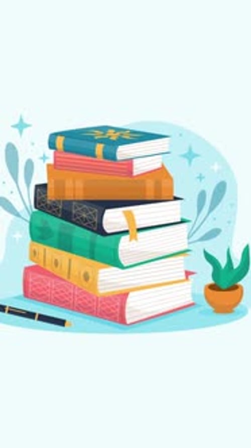 2d Stacking Books Vertical Animation