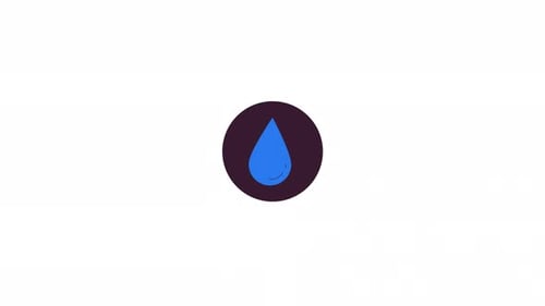 Animated Blue Water Droplet Icon in Flat Design Style