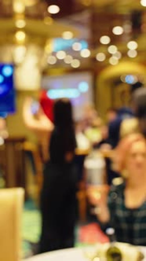 Blurry Corporate Party Indoors at Night