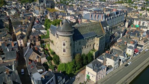 Aerial view of a castle in France city