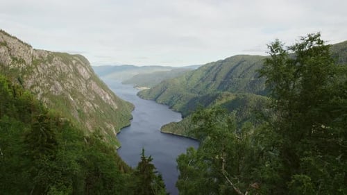 Breathtaking Forested Mountains Surrounding A Majestic Fjord